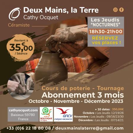 Jeudis nocturnes abonnement trimestriel poterie lille deux mains la terre instagram les jeudis nocturnes oct nov dec 2023