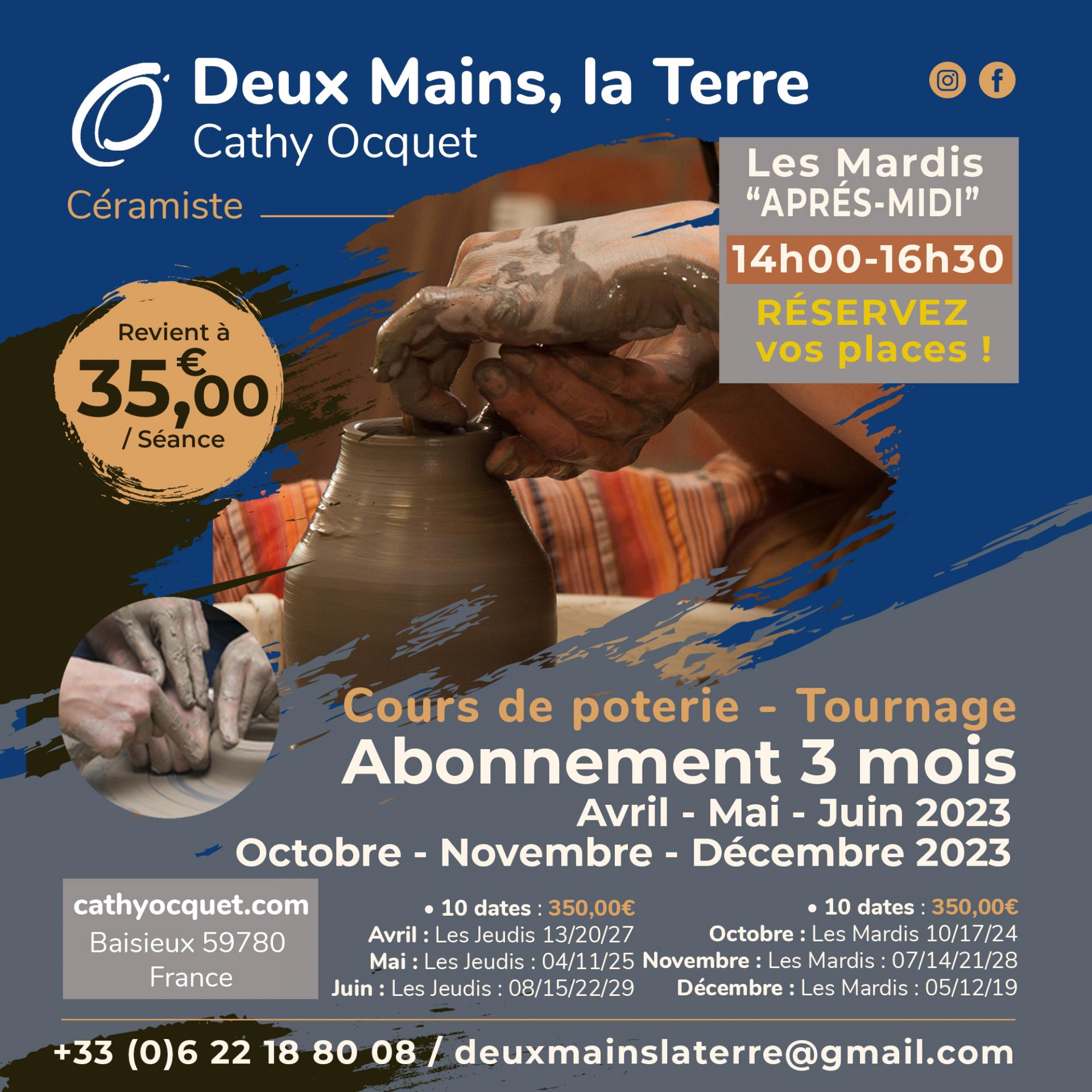 Mardis apres midis abonnement trimestriel poterie lille deux mains la terre instagram les mardis apres midi oct nov dec 2023
