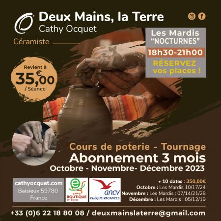Mardis nocturnes abonnement trimestriel poterie lille deux mains la terre instagram les mardis nocturnes oct nov dec 2023